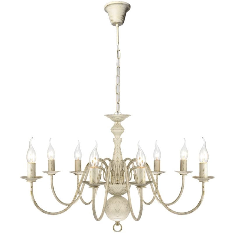 vidaXL Lampadario Stile Antico Metallo Bianco 8 Lampadine E14