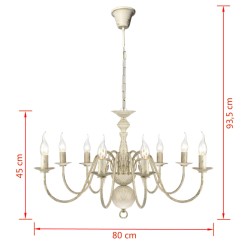 vidaXL Lampadario Stile Antico Metallo Bianco 8 Lampadine E14