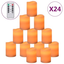 vidaXL Candele Senza Fiamma a LED 24 pz con Telecomando Bianco Caldo