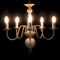 vidaXL Candelabro Stile Anticato Bianco 5 Lampadine E14