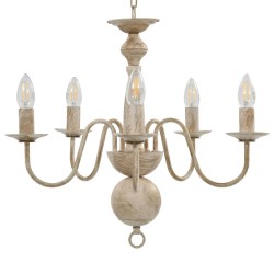 vidaXL Candelabro Stile Anticato Bianco 5 Lampadine E14