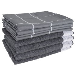 vidaXL Set Strofinacci 12 pz in Cotone Grigio