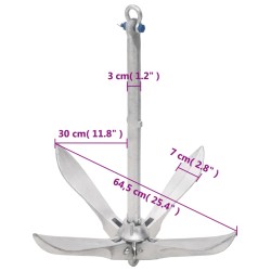 vidaXL Ancora Pieghevole Argento 12 kg in Ferro Malleabile