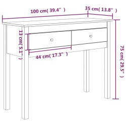 vidaXL Tavolo Consolle Grigio 100x35x75 cm in Legno Massello di Pino