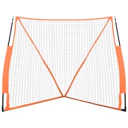 vidaXL Rete Baseball Arancione e Nera 183x182x183cm Acciaio Poliestere