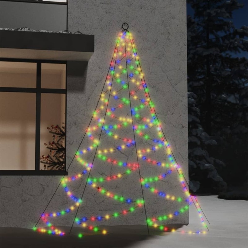 vidaXL Albero Parete Gancio Metallo 260LED Colorata 3m Interno Esterno