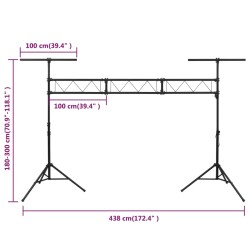 vidaXL Stativo per Luci Nero 438x115x(180-300) cm Acciaio