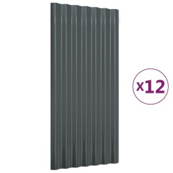 vidaXL Pannelli Tetto 12 pz Acciaio Verniciato Polvere Antracite 80x36