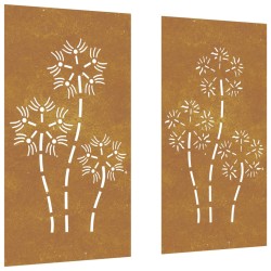 vidaXL Decorazioni Muro da Giardino 2pz 105x55 cm Fiore Acciaio Corten