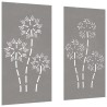 vidaXL Decorazioni Muro da Giardino 2pz 105x55 cm Fiore Acciaio Corten