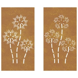 vidaXL Decorazioni Muro da Giardino 2pz 105x55 cm Fiore Acciaio Corten