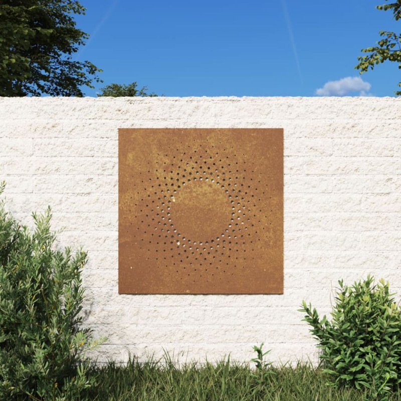 vidaXL Decorazione Muro da Giardino 55x55 cm Sole in Acciaio Corten