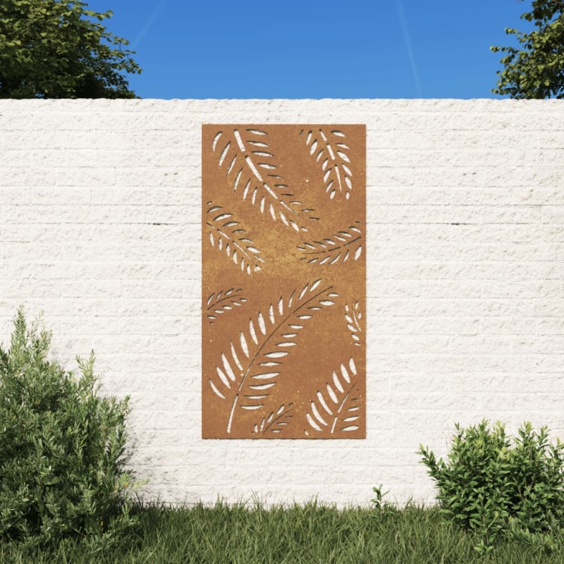 vidaXL Decorazione Muro da Giardino 105x55 cm Foglia Acciaio Corten