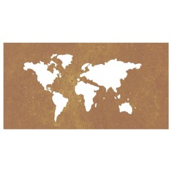 vidaXL Decorazione Muro Giardino 105x55 cm Mappa Mondo Acciaio Corten