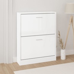 vidaXL Scarpiera Bianco Lucido 59x17x81 cm in Legno Ingegnerizzato