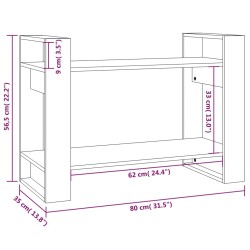 vidaXL Libreria/Divisorio Nero 80x35x56,5 cm in Legno Massello di Pino