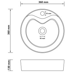 vidaXL Lavandino con Troppopieno Crema Opaco 36x13 cm in Ceramica