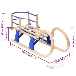 vidaXL Slitta Pieghevole con Schienale 110 cm in Compensato