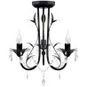 Lampadario Art Nouveau Nero Metallo Perline Cristallo e Lampadine E14