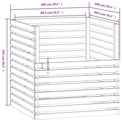 vidaXL Compostiera 100x100x102 cm in Legno Massello di Pino