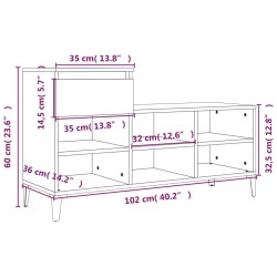 vidaXL Scarpiera Grigio Cemento 102x36x60 cm in Legno Ingegnerizzato