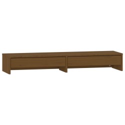 vidaXL Supporto per Monitor Miele 100x27x15 cm Legno Massello di Pino con cassetti