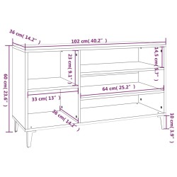 vidaXL Scarpiera Grigio Cemento 102x36x60 cm in Legno Ingegnerizzato