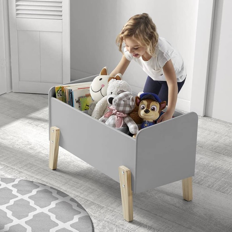 Vipack Cesta Portagiochi per Bambini Kiddy in Legno Grigio