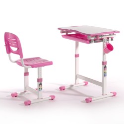 Vipack Scrivania per Bambini Comfortline 201 con Sedia Rosa e Bianca