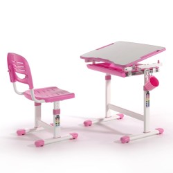 Vipack Scrivania per Bambini Comfortline 201 con Sedia Rosa e Bianca