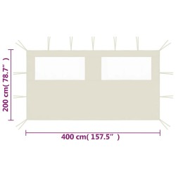 vidaXL Parete con Finestre per Gazebo 4x2 m Crema