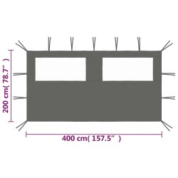 vidaXL Parete con Finestre per Gazebo 4x2 m Antracite