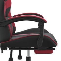 Sedia Gaming Girevole Poggiapiedi Nero e Rosso Vino Similpelle