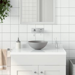 vidaXL Lavandino da Bagno in Ceramica Grigio Chiaro Rotondo