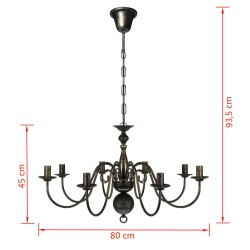 vidaXL Lampadario Stile Antico Metallo Nero Lampadine 8 x E14