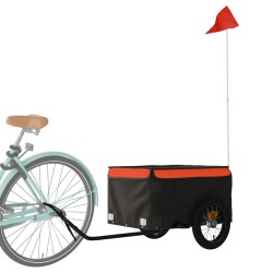 vidaXL Rimorchio da Bici da Carico Nero e Arancione 30 kg in Ferro