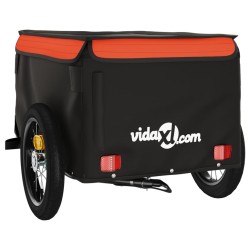 vidaXL Rimorchio da Bici da Carico Nero e Arancione 30 kg in Ferro