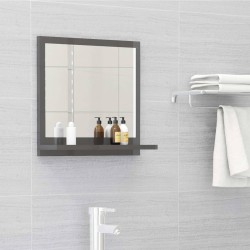 vidaXL Specchio da Bagno Grigio Lucido 40x10,5x37 cm in Truciolato