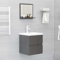 vidaXL Specchio da Bagno Grigio Lucido 40x10,5x37 cm in Truciolato