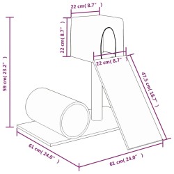 vidaXL Albero per Gatti con Tiragraffi in Sisal Crema 59 cm