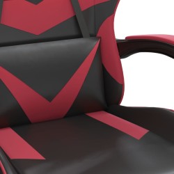 Sedia da Gaming Girevole Nero e Rosso Vino in Similpelle