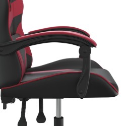 Sedia da Gaming Girevole Nero e Rosso Vino in Similpelle