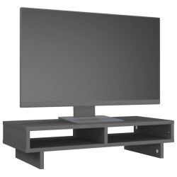 vidaXL Supporto per Monitor Grigio 60x27x14 cm Legno Massello di Pino