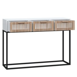 vidaXL Tavolino Consolle Bianco 105x30x75 cm Legno ingegnerizzato e Ferro