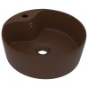 vidaXL Lavandino con Troppopieno Marrone Scuro Opaco 36x13 cm Ceramica