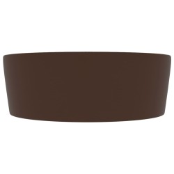 vidaXL Lavandino con Troppopieno Marrone Scuro Opaco 36x13 cm Ceramica