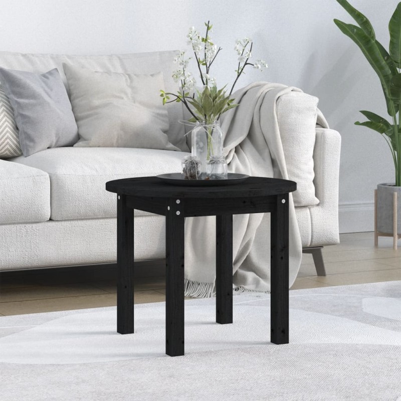 vidaXL Tavolino da Salotto Nero Ø 55x45 cm in Legno Massello di Pino