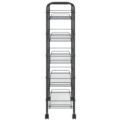 vidaXL Carrello da Cucina con 5 Ripiani Nero 46x26x105 cm in Ferro