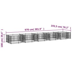 vidaXL Gabbia per Cani da Esterno in Acciaio 18,77 m²