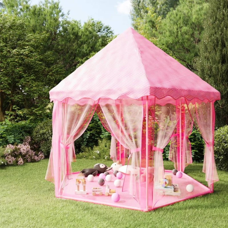 vidaXL Tenda da Gioco Principessa con 250 Palline 133x140 cm Rosa